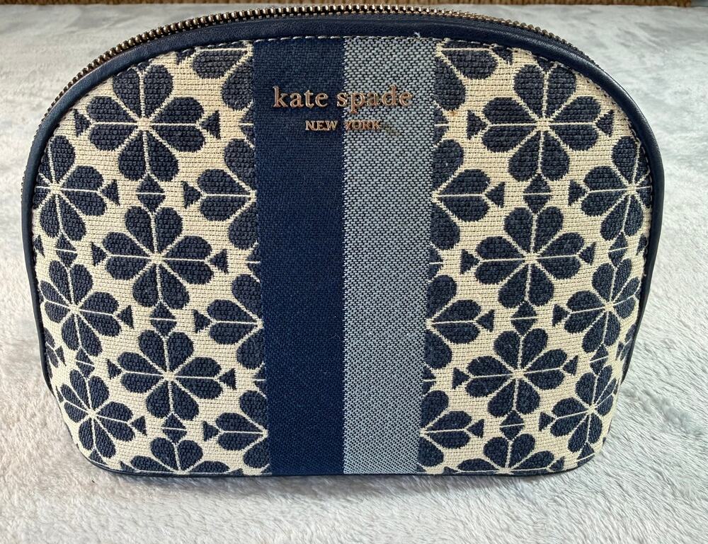 Kate Spade Spade Flowers Jacquad Stripe Large Dome Cosmetic Case
